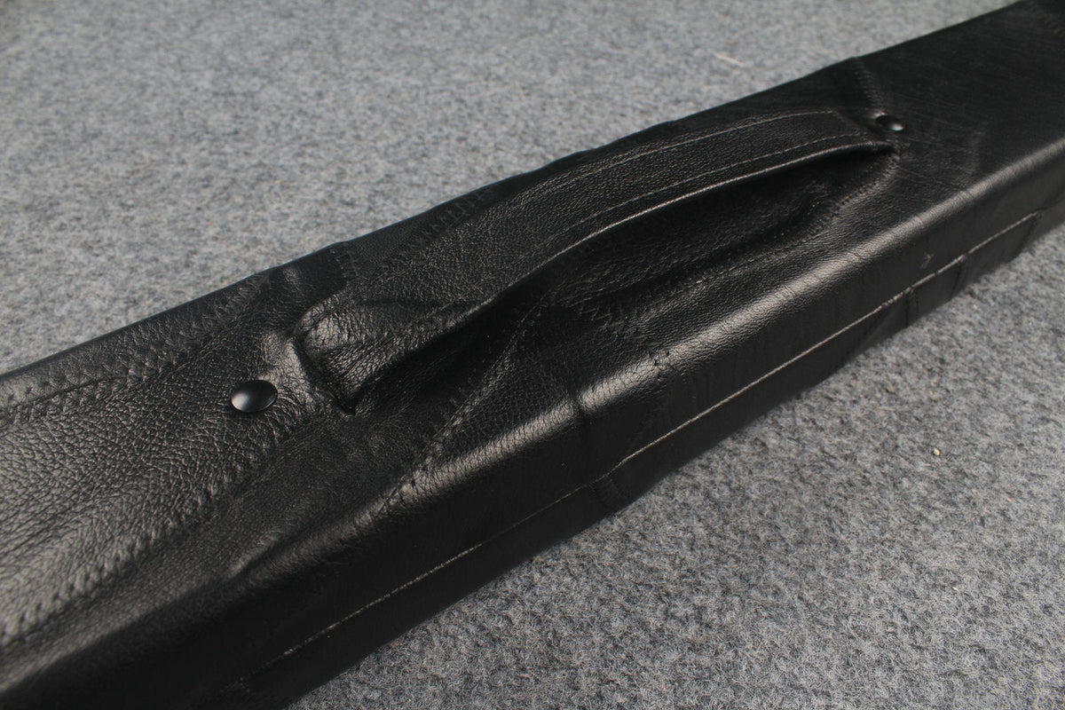 1 piece real Leather handmade patchwork snooker cue case with 2 slots（black） WOODS CUES