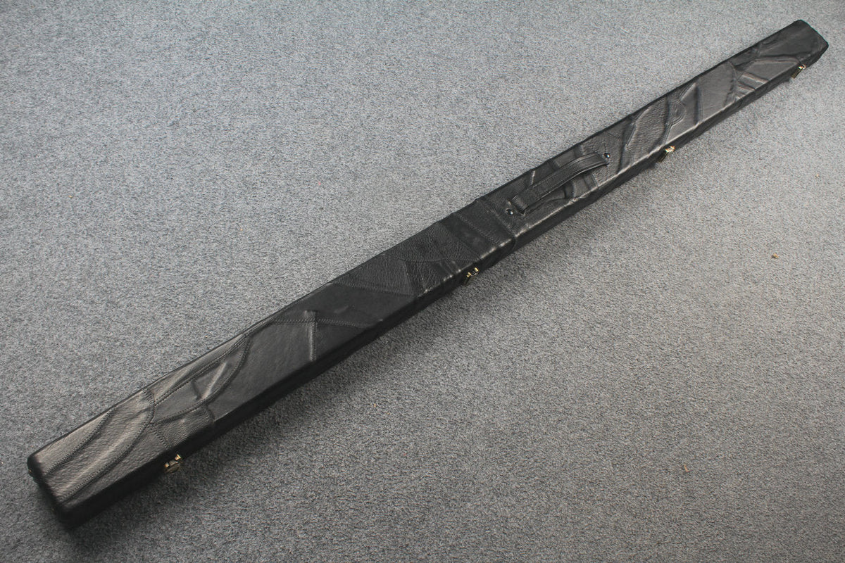 1 piece real Leather handmade patchwork snooker cue case with 2 slots（black） WOODS CUES
