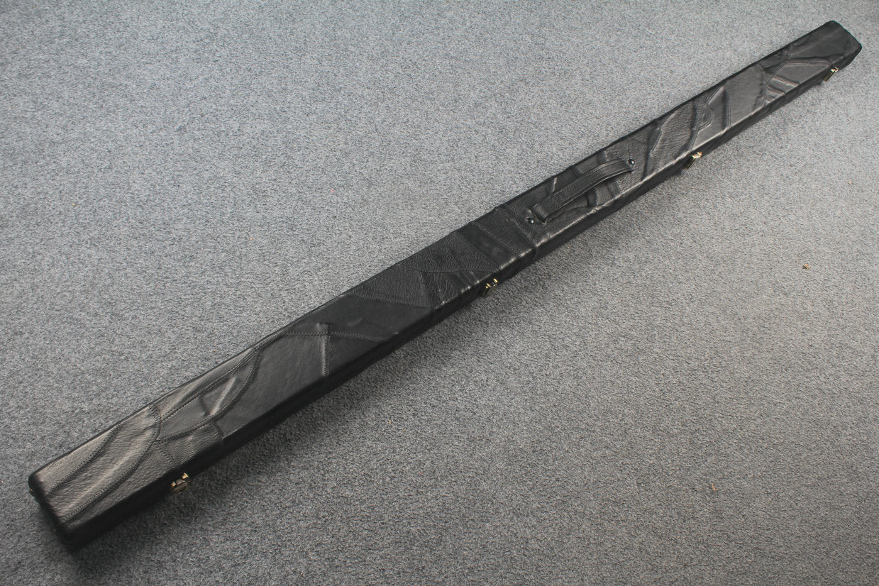 1 piece real Leather handmade patchwork snooker cue case with 2 slots（black） WOODS CUES