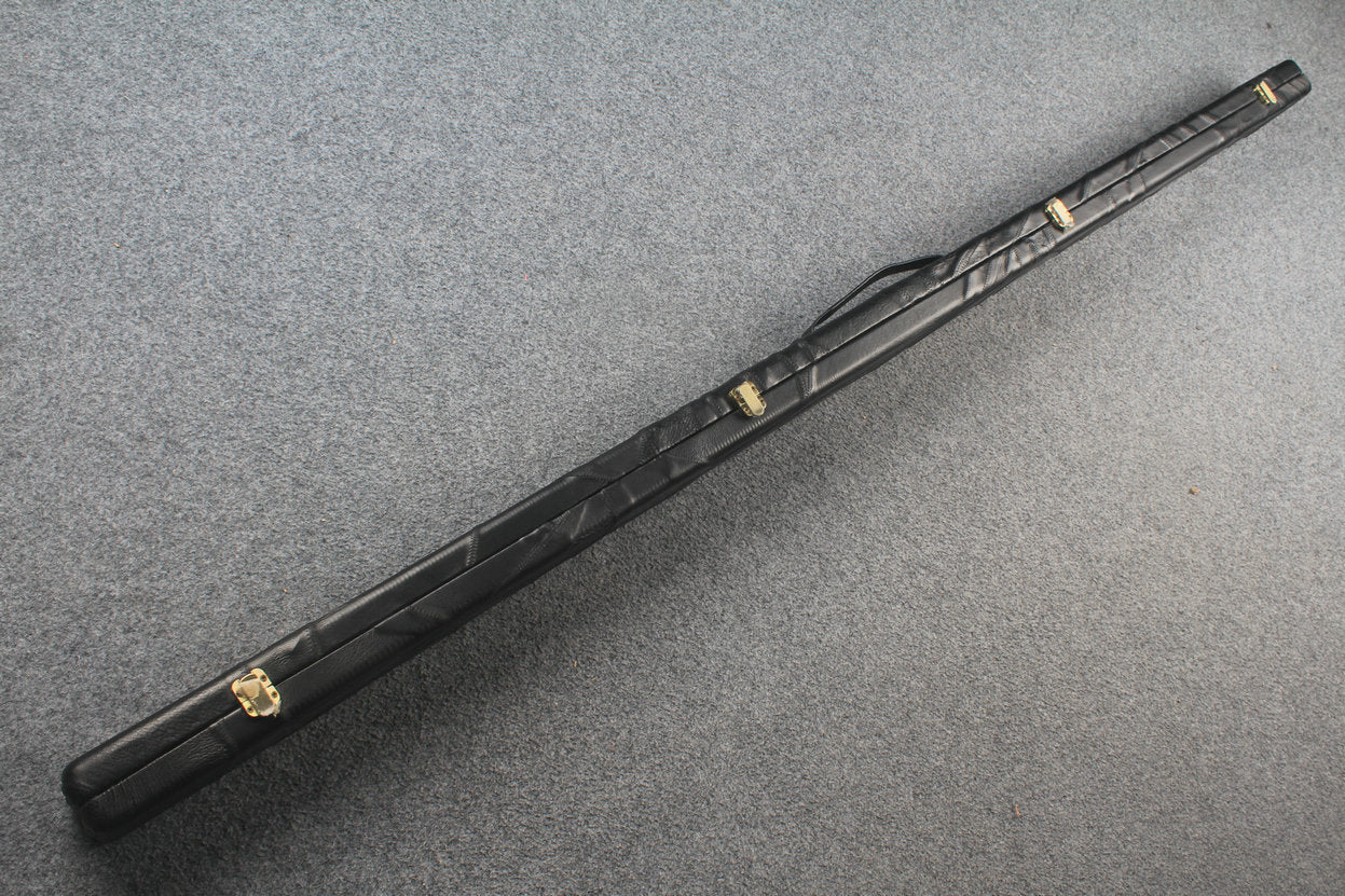 1 piece real Leather handmade patchwork snooker cue case with 2 slots（black） WOODS CUES