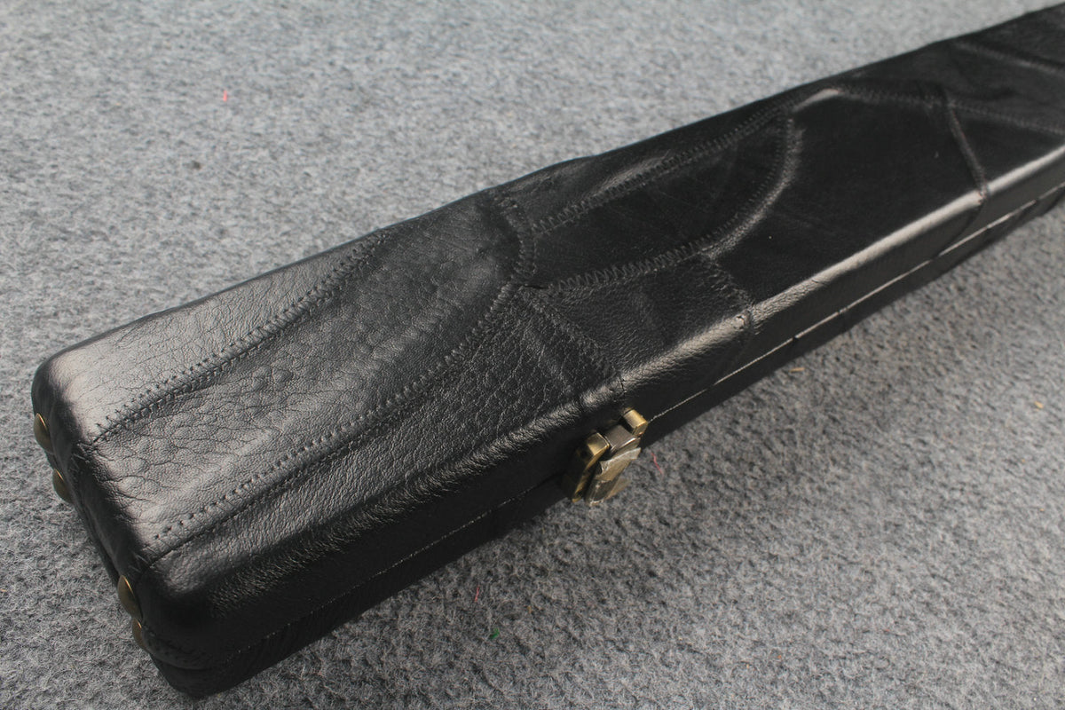 1 piece real Leather handmade patchwork snooker cue case with 2 slots（black） WOODS CUES