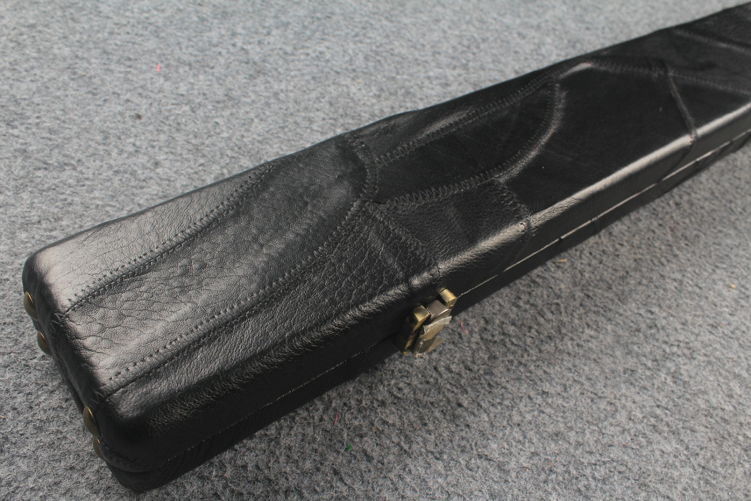 1 piece real Leather handmade patchwork snooker cue case with 2 slots（black） WOODS CUES