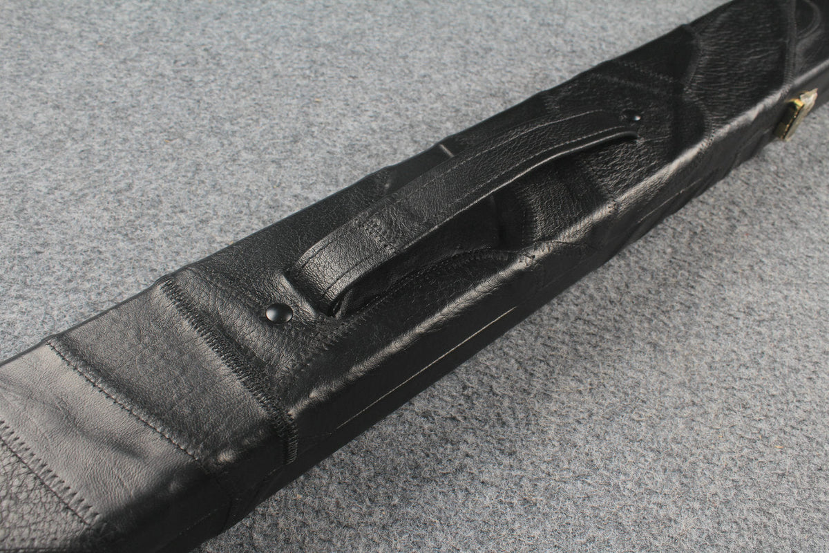 1 piece real Leather handmade patchwork snooker cue case with 2 slots（black） WOODS CUES