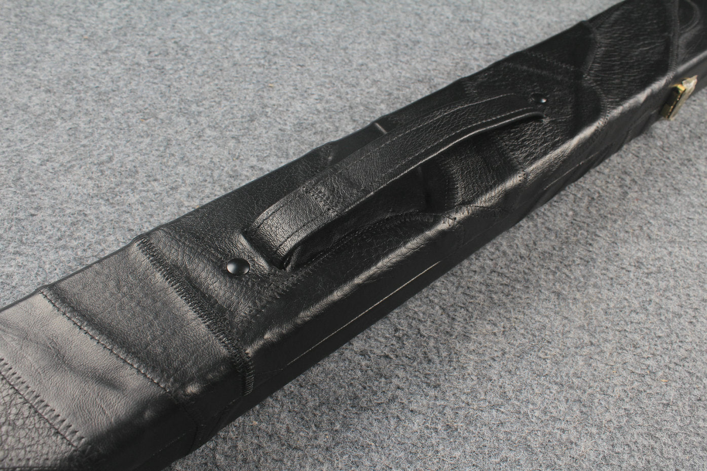 1 piece real Leather handmade patchwork snooker cue case with 2 slots（black） WOODS CUES