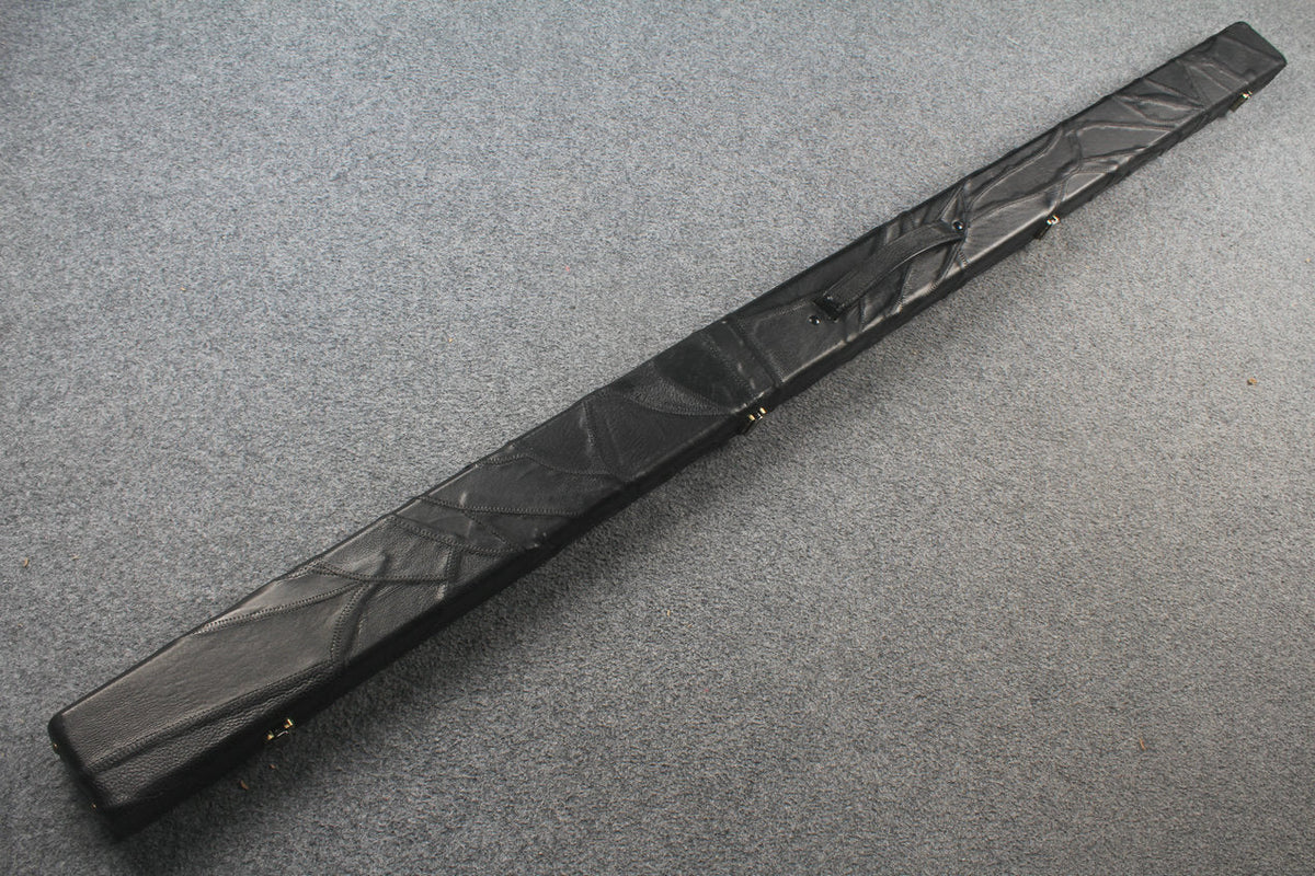 1 piece real Leather handmade patchwork snooker cue case with 2 slots（black） WOODS CUES