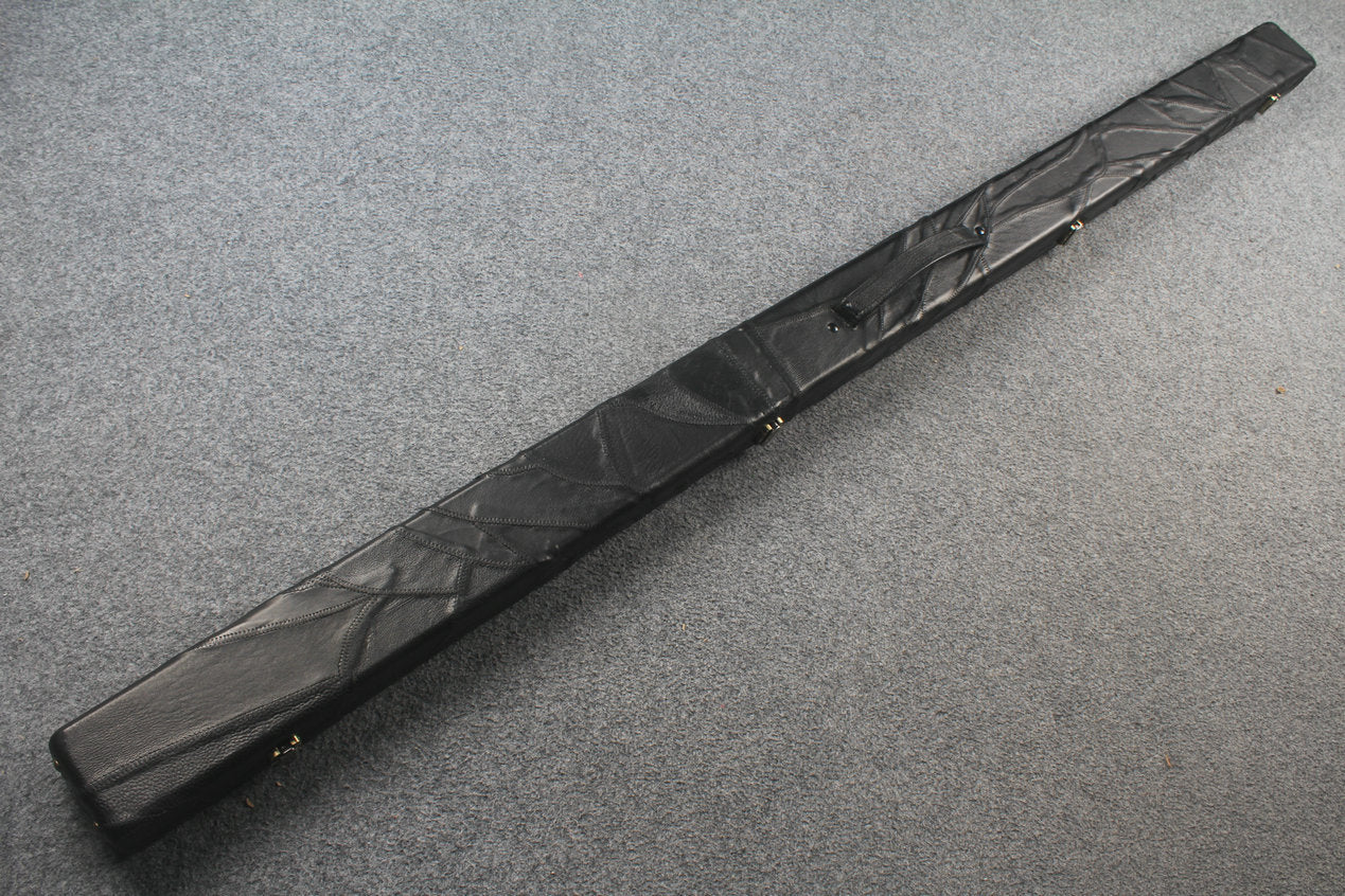 1 piece real Leather handmade patchwork snooker cue case with 2 slots（black） WOODS CUES