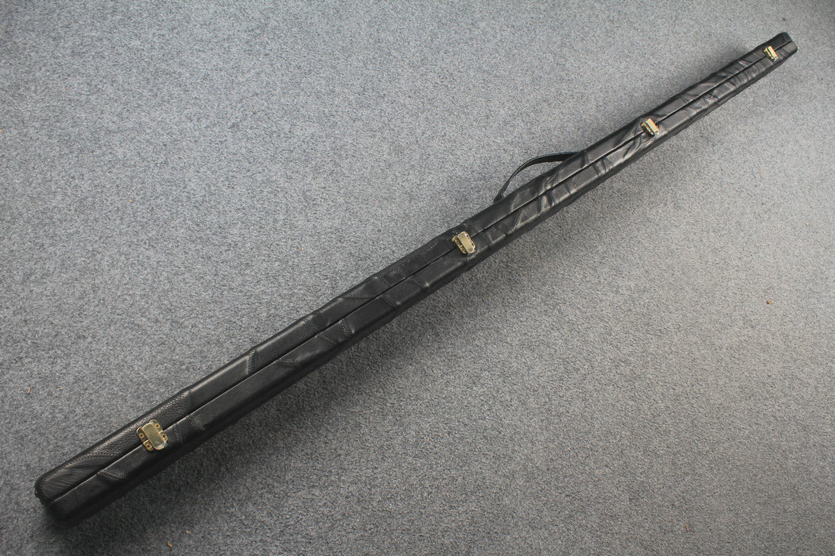 1 piece real Leather handmade patchwork snooker cue case with 2 slots（black） WOODS CUES