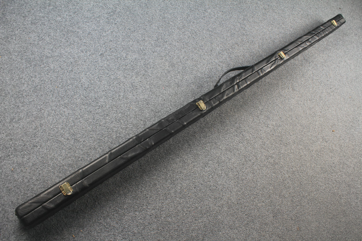 1 piece real Leather handmade patchwork snooker cue case with 2 slots（black） WOODS CUES