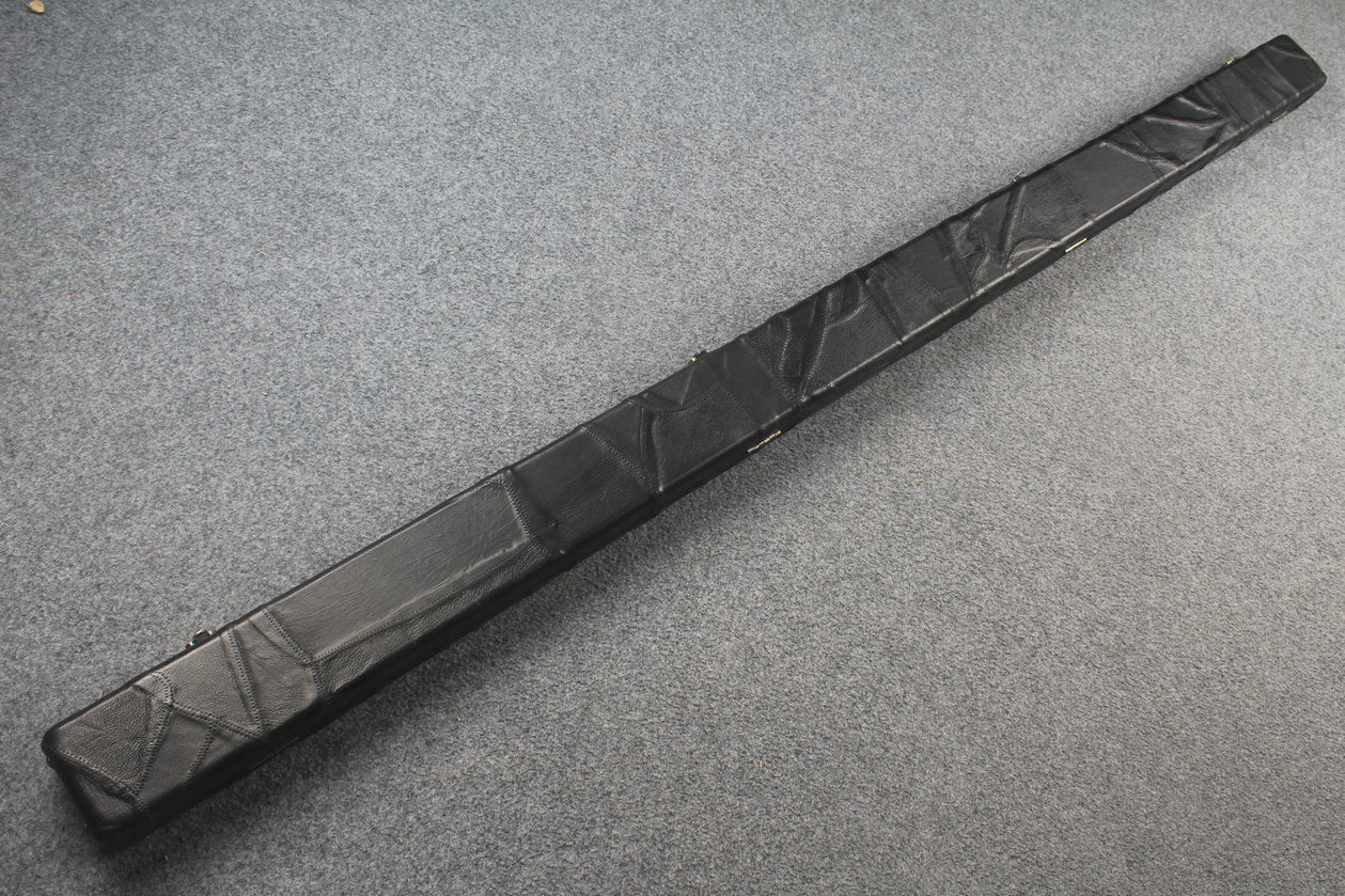 1 piece real Leather handmade patchwork snooker cue case with 2 slots（black） WOODS CUES