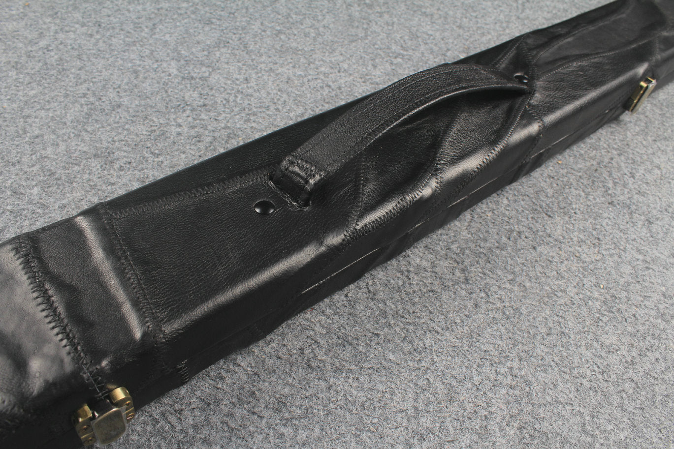 1 piece real Leather handmade patchwork snooker cue case with 2 slots（black） WOODS CUES