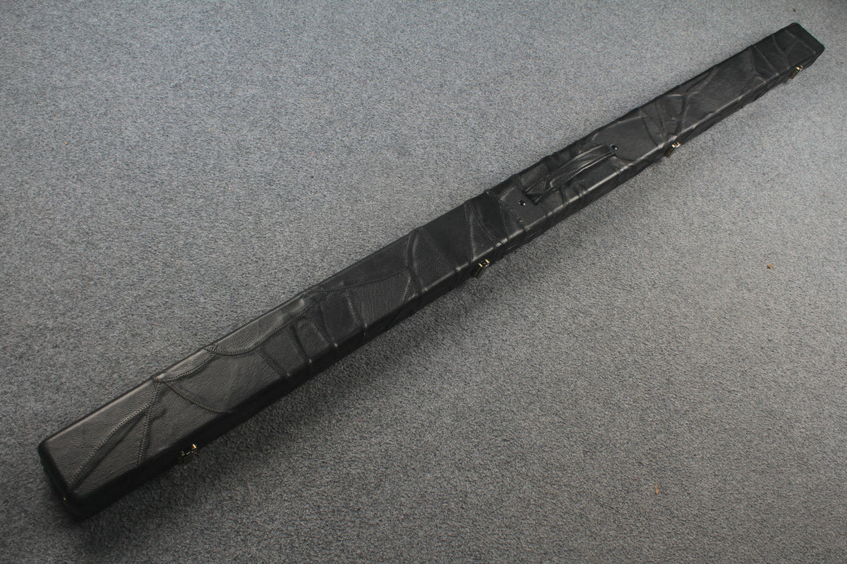 1 piece real Leather handmade patchwork snooker cue case with 2 slots（black） WOODS CUES