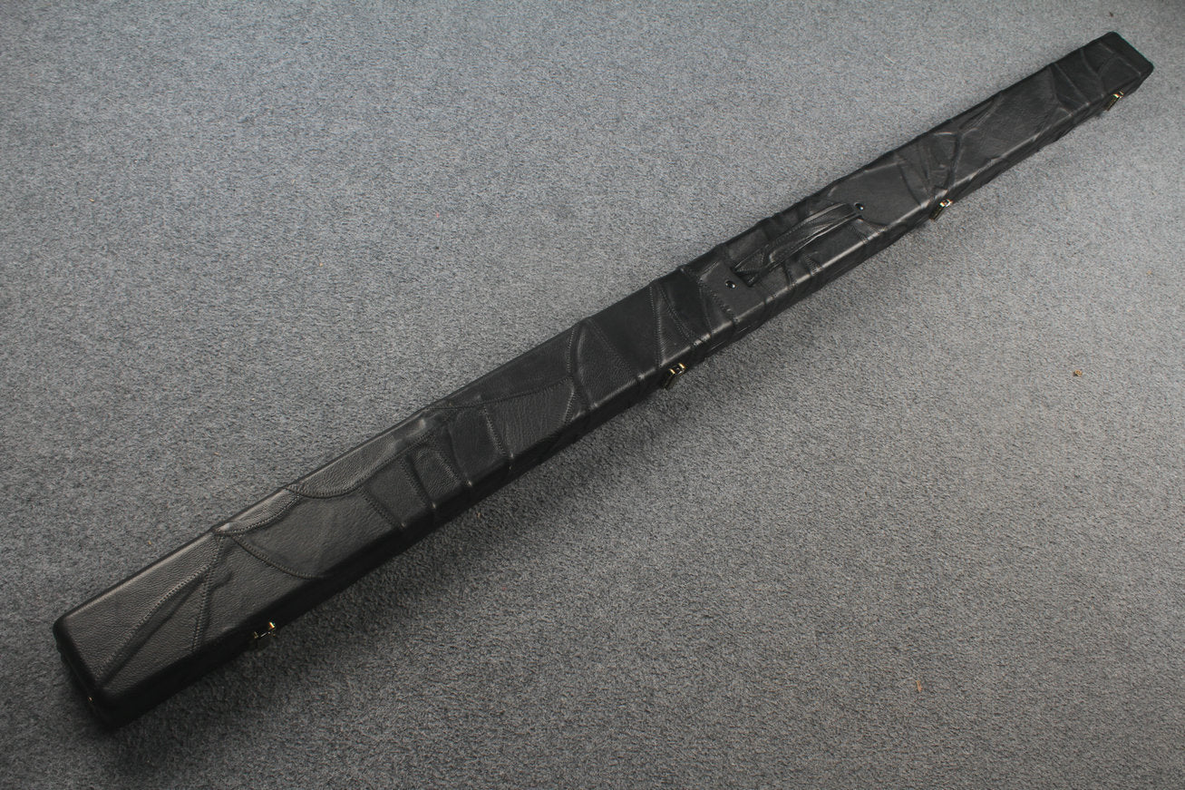 1 piece real Leather handmade patchwork snooker cue case with 2 slots（black） WOODS CUES