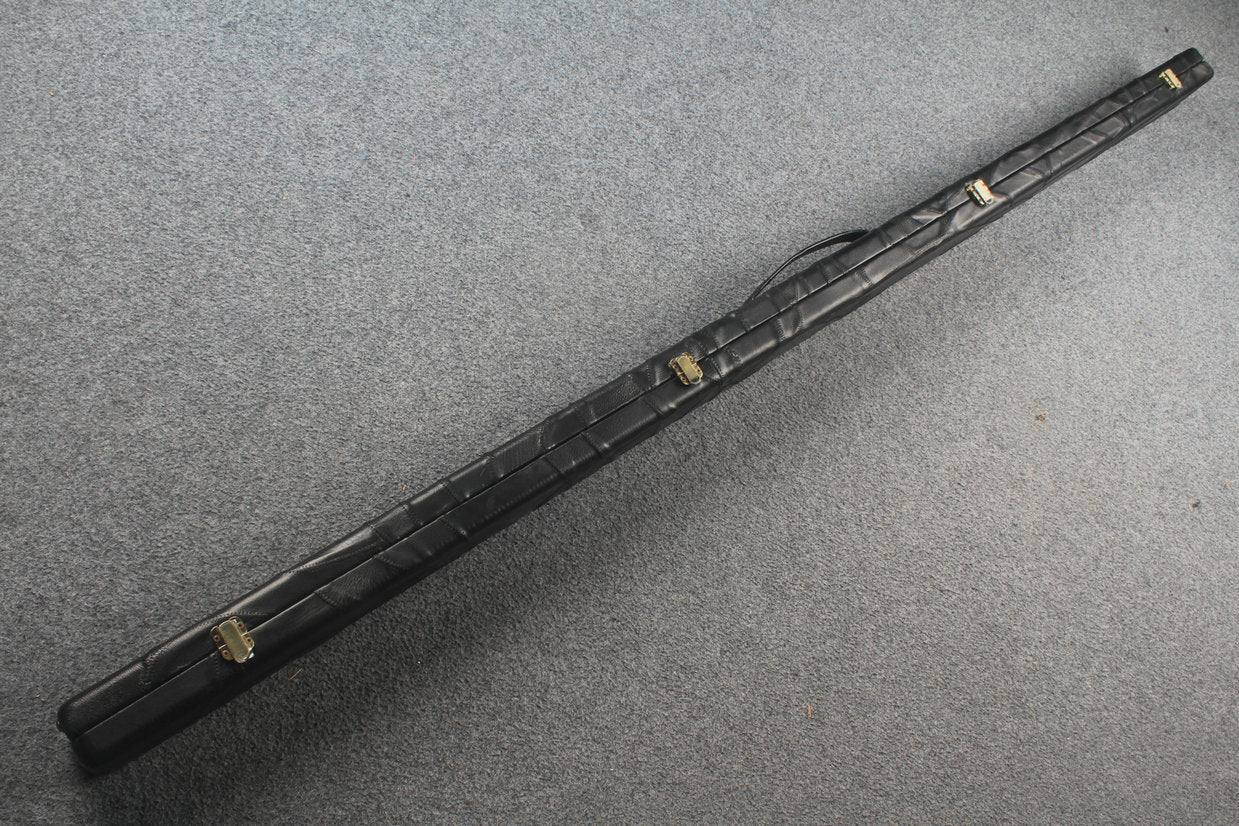1 piece real Leather handmade patchwork snooker cue case with 2 slots（black） WOODS CUES