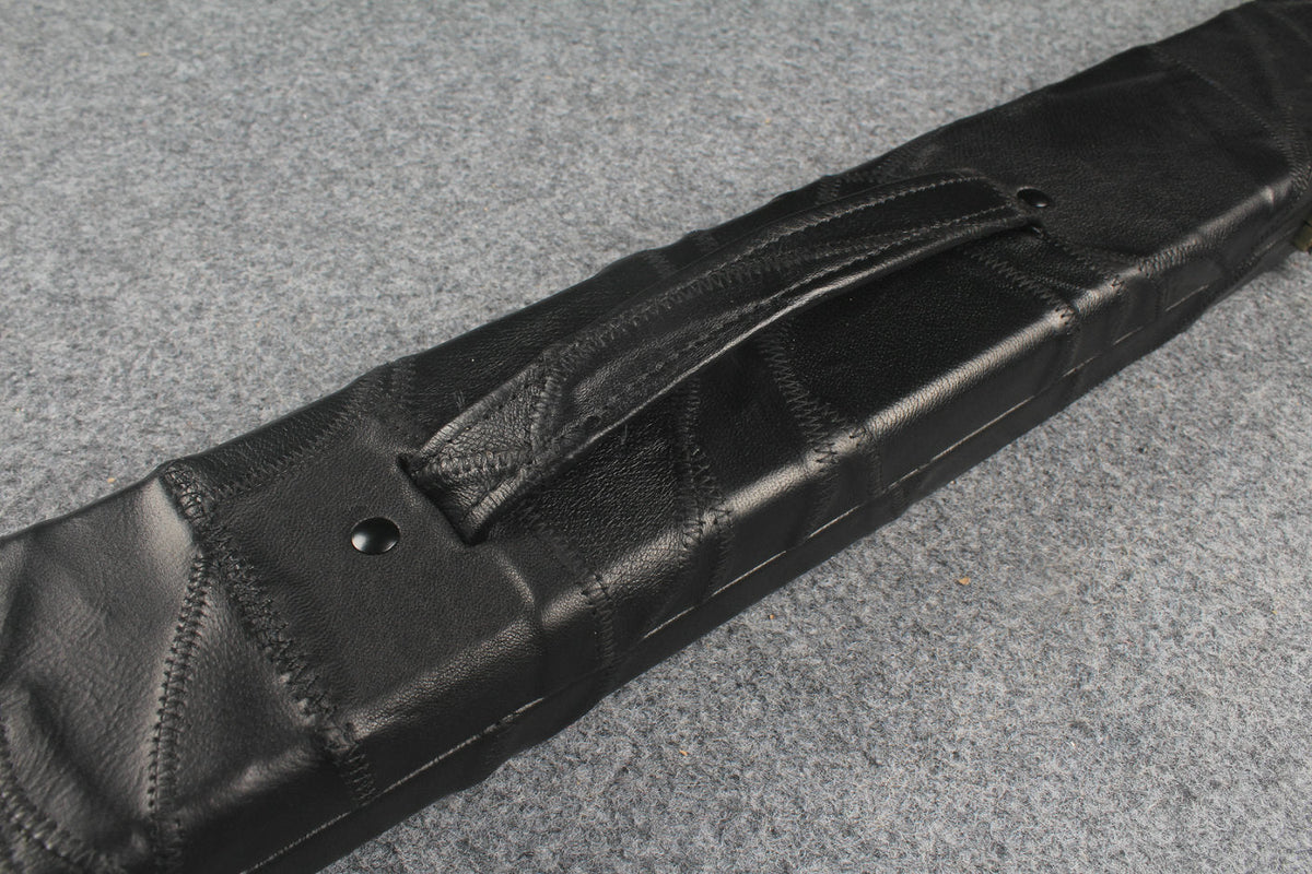 1 piece real Leather handmade patchwork snooker cue case with 2 slots（black） WOODS CUES