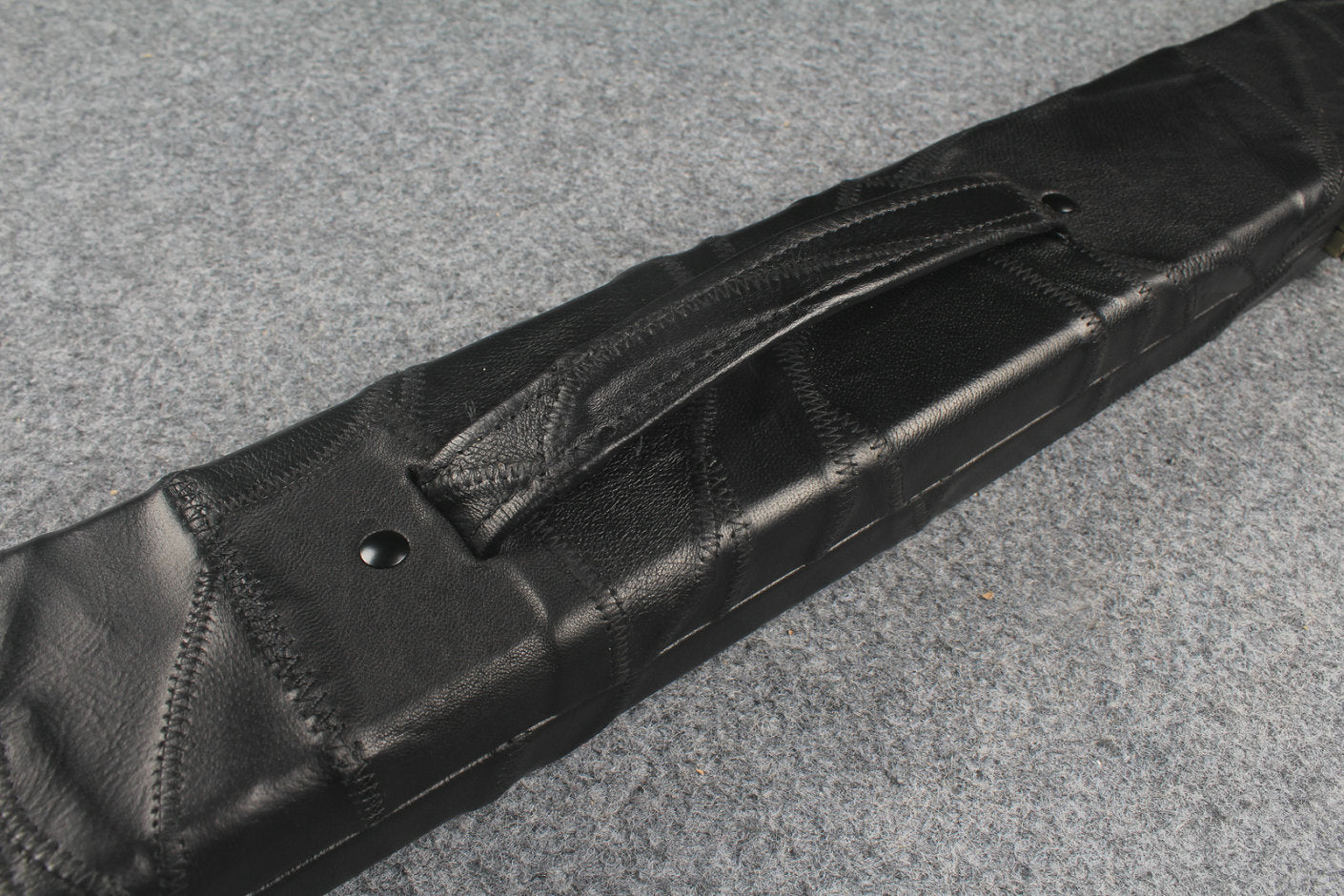 1 piece real Leather handmade patchwork snooker cue case with 2 slots（black） WOODS CUES