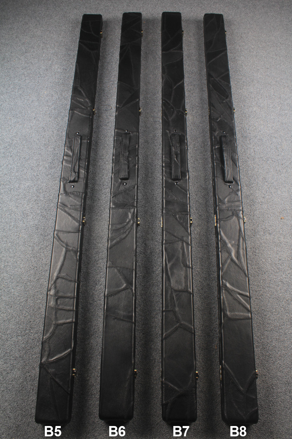 1 piece real Leather handmade patchwork snooker cue case with 2 slots（black） WOODS CUES