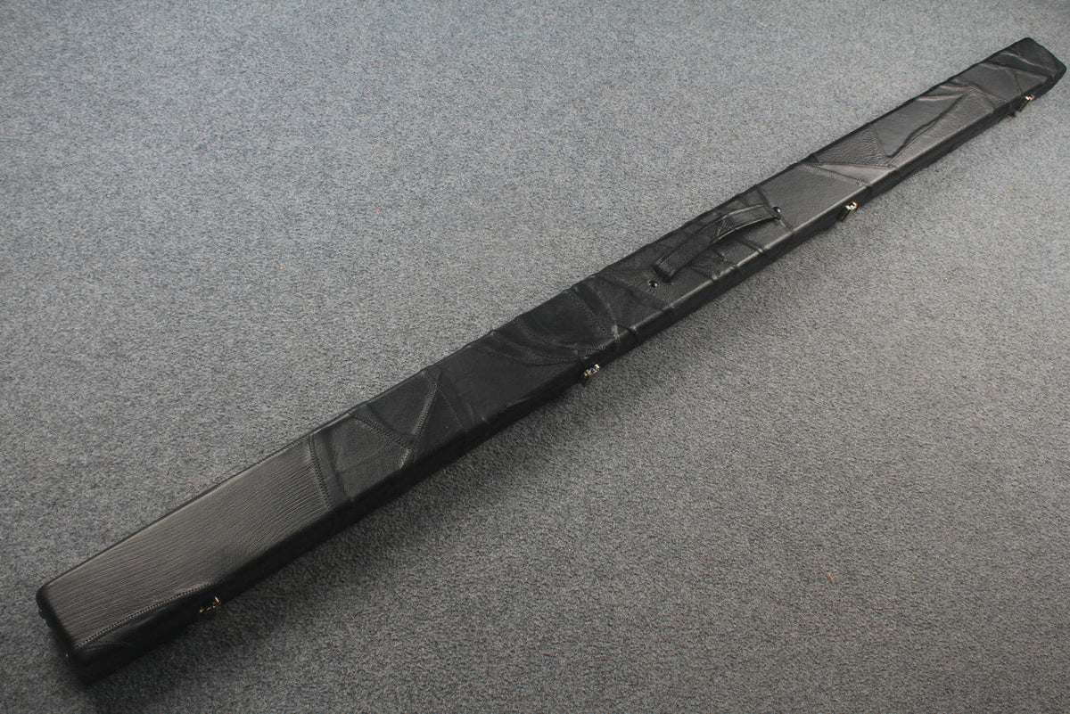 1 piece real Leather handmade patchwork snooker cue case with 2 slots（black） WOODS CUES