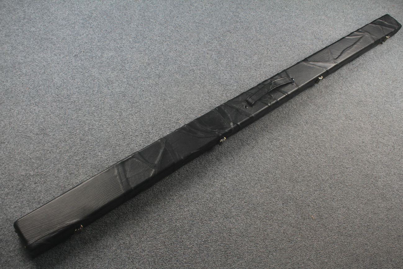 1 piece real Leather handmade patchwork snooker cue case with 2 slots（black） WOODS CUES