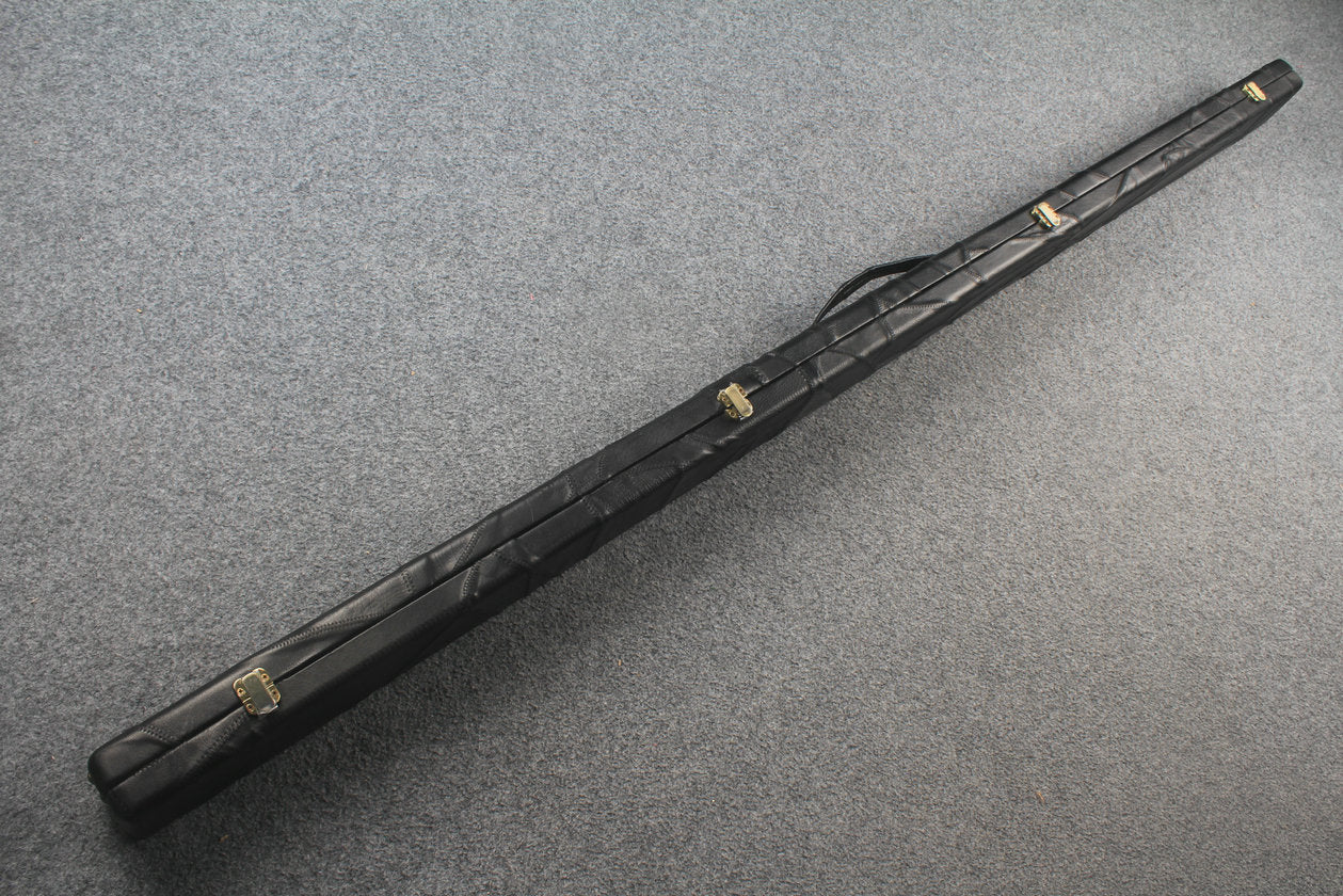 1 piece real Leather handmade patchwork snooker cue case with 2 slots（black） WOODS CUES