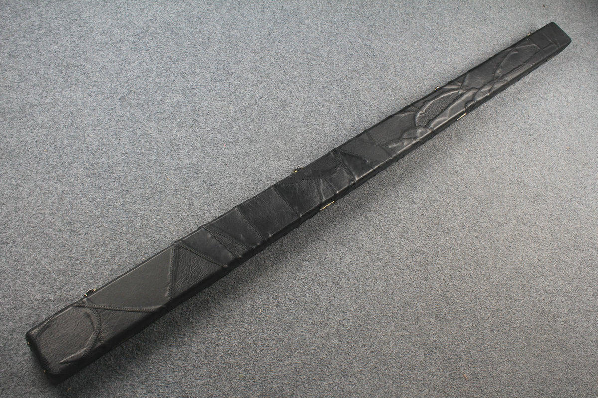 1 piece real Leather handmade patchwork snooker cue case with 2 slots（black） WOODS CUES