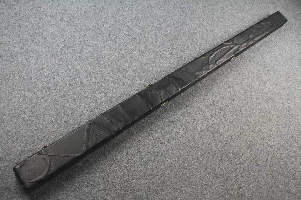 1 piece real Leather handmade patchwork snooker cue case with 2 slots（black） WOODS CUES