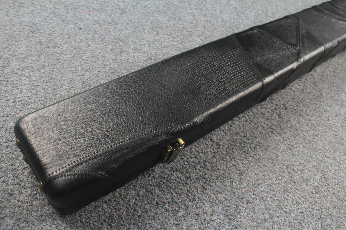 1 piece real Leather handmade patchwork snooker cue case with 2 slots（black） WOODS CUES