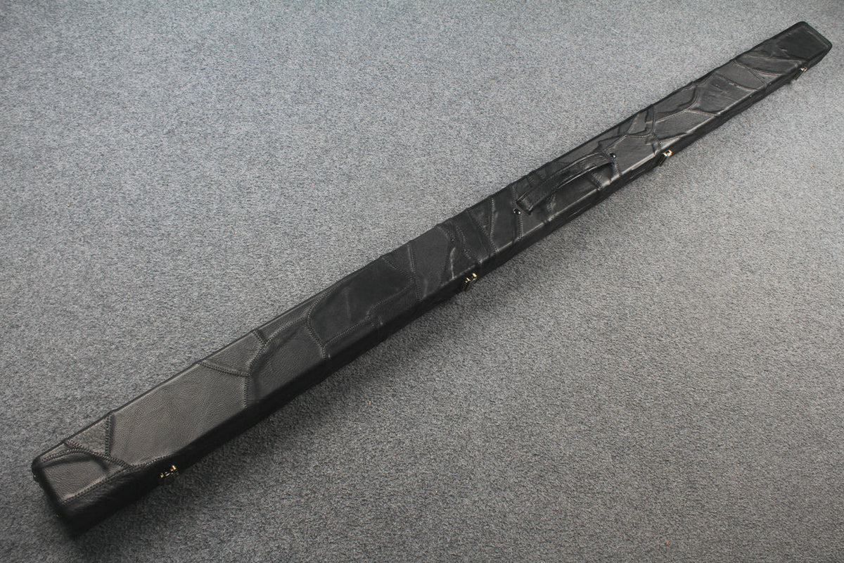 1 piece real Leather handmade patchwork snooker cue case with 2 slots（black） WOODS CUES