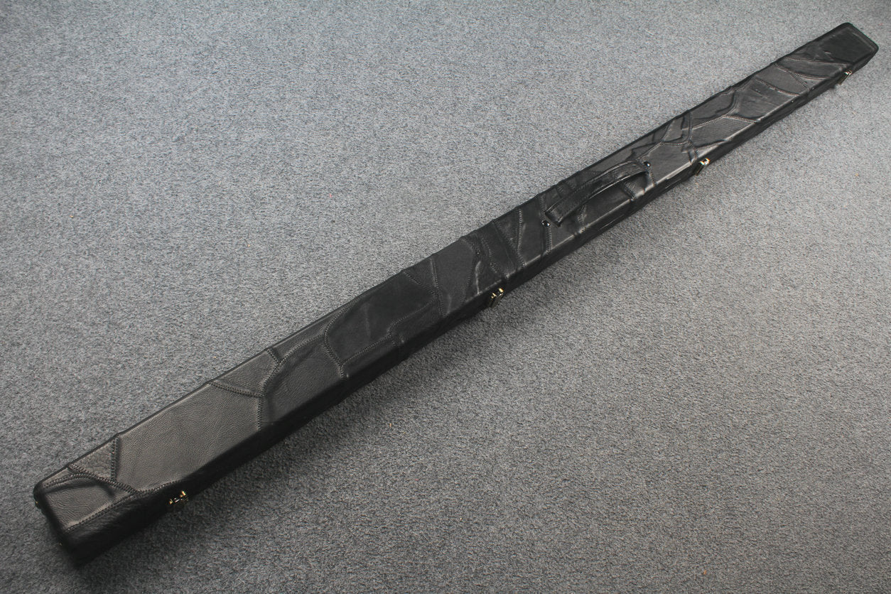 1 piece real Leather handmade patchwork snooker cue case with 2 slots（black） WOODS CUES