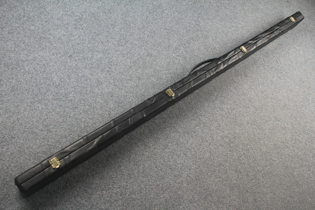 1 piece real Leather handmade patchwork snooker cue case with 2 slots（black） WOODS CUES