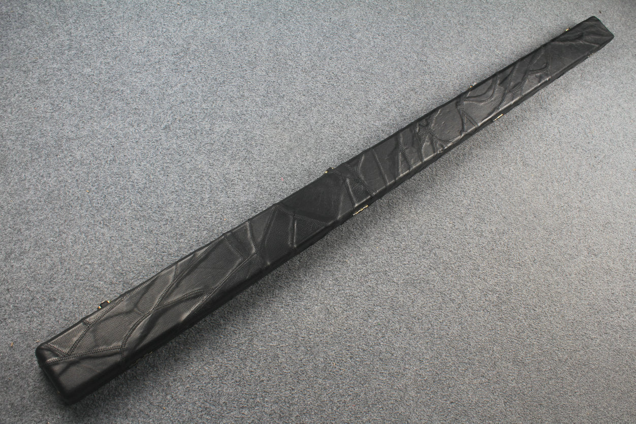 1 piece real Leather handmade patchwork snooker cue case with 2 slots（black） WOODS CUES