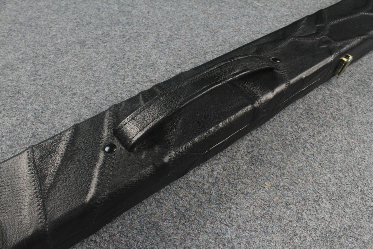 1 piece real Leather handmade patchwork snooker cue case with 2 slots（black） WOODS CUES