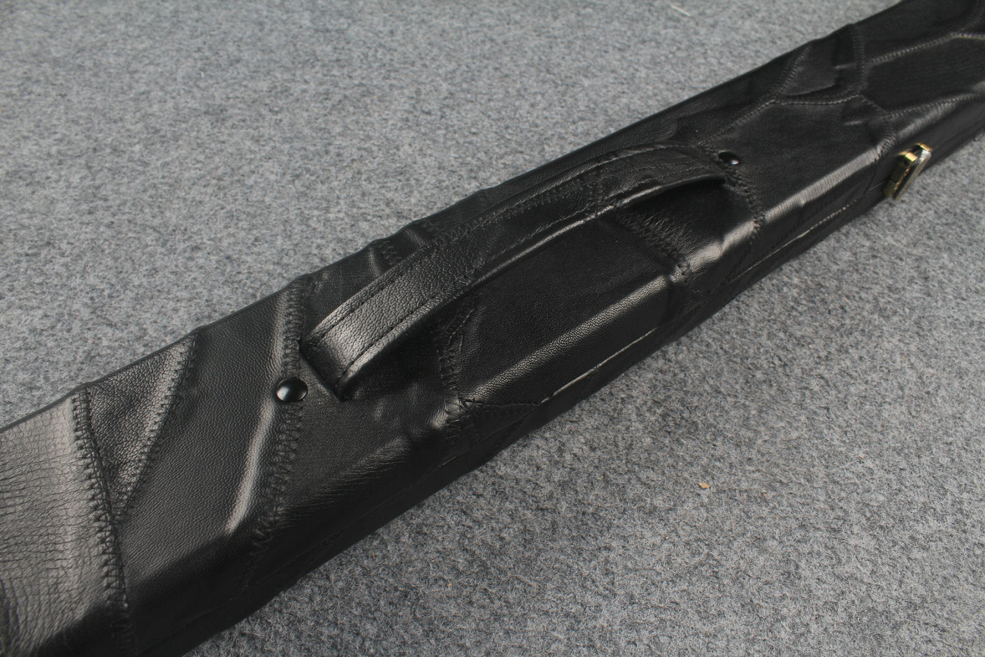 1 piece real Leather handmade patchwork snooker cue case with 2 slots（black） WOODS CUES