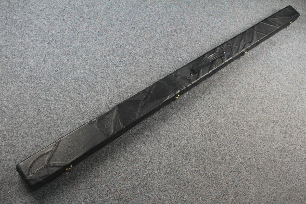 1 piece real Leather handmade patchwork snooker cue case with 2 slots（black） WOODS CUES