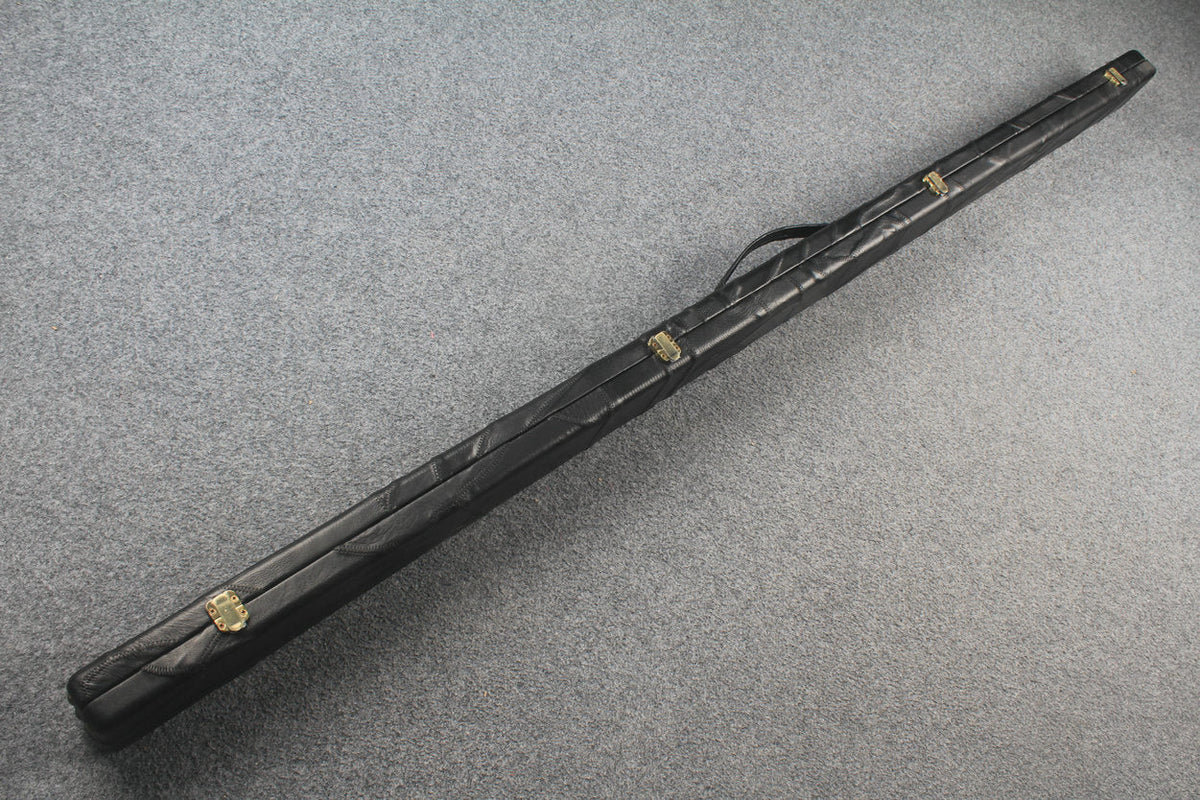 1 piece real Leather handmade patchwork snooker cue case with 2 slots（black） WOODS CUES