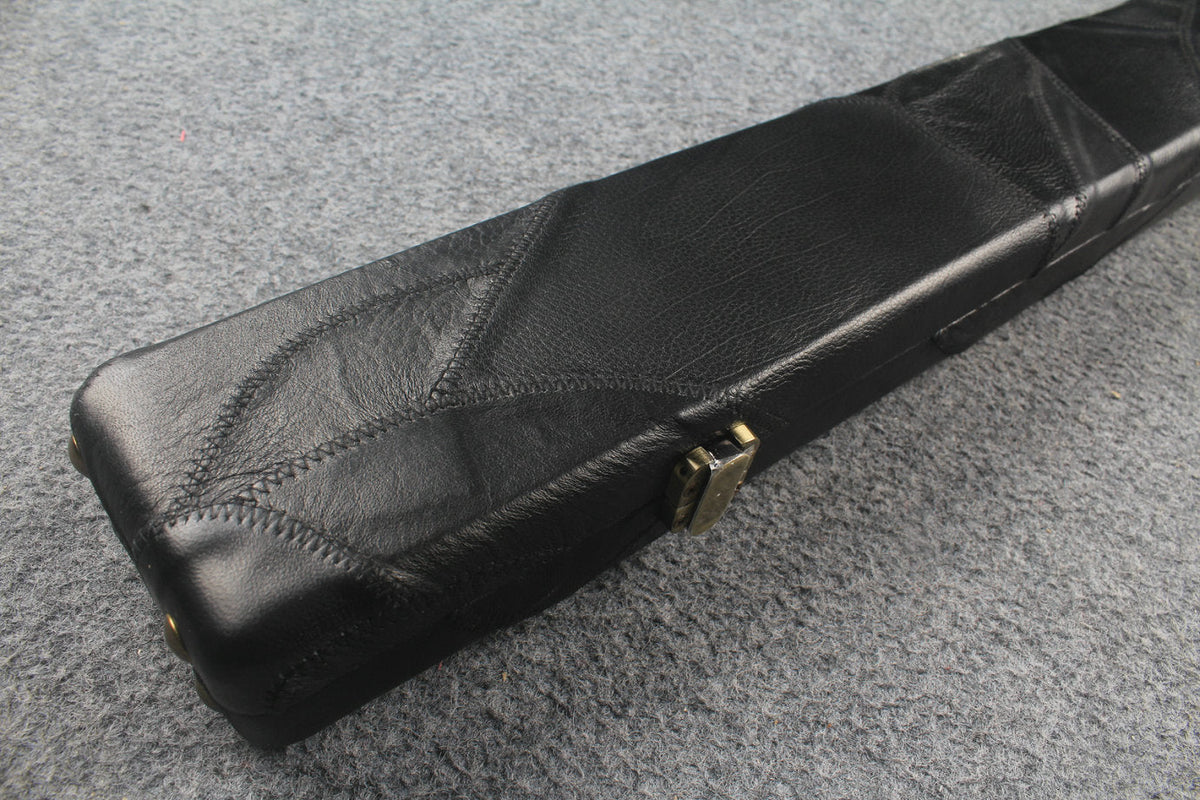 1 piece real Leather handmade patchwork snooker cue case with 2 slots（black） WOODS CUES