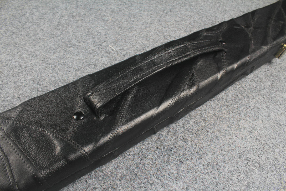1 piece real Leather handmade patchwork snooker cue case with 2 slots（black） WOODS CUES