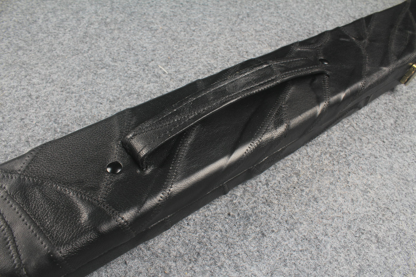 1 piece real Leather handmade patchwork snooker cue case with 2 slots（black） WOODS CUES