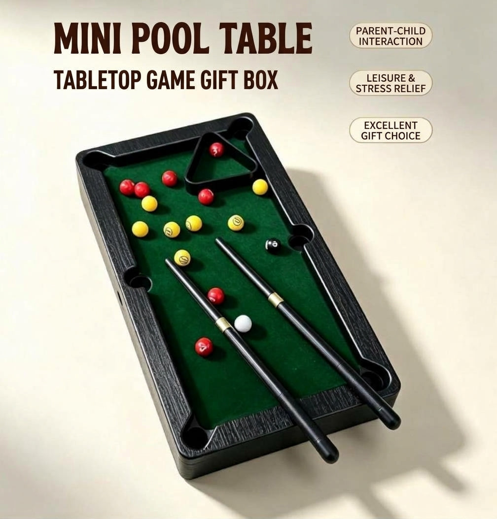 Mini Pool Table Gift Box Set – Tabletop Billiards Game