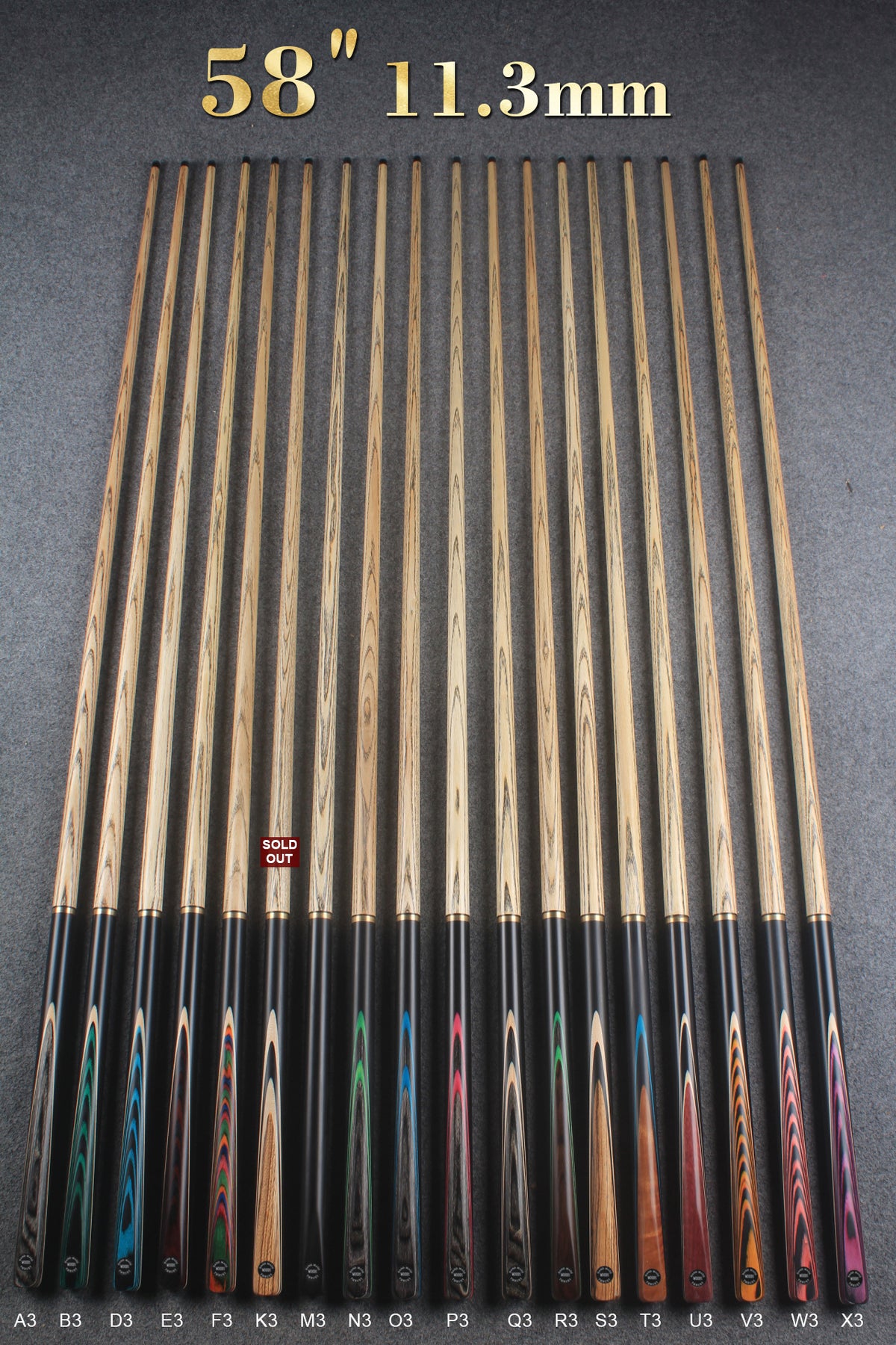 3/4 ASH 57''/58''  BREAK CUE  11 mm/ 11.3 mm/ 12 mm tip