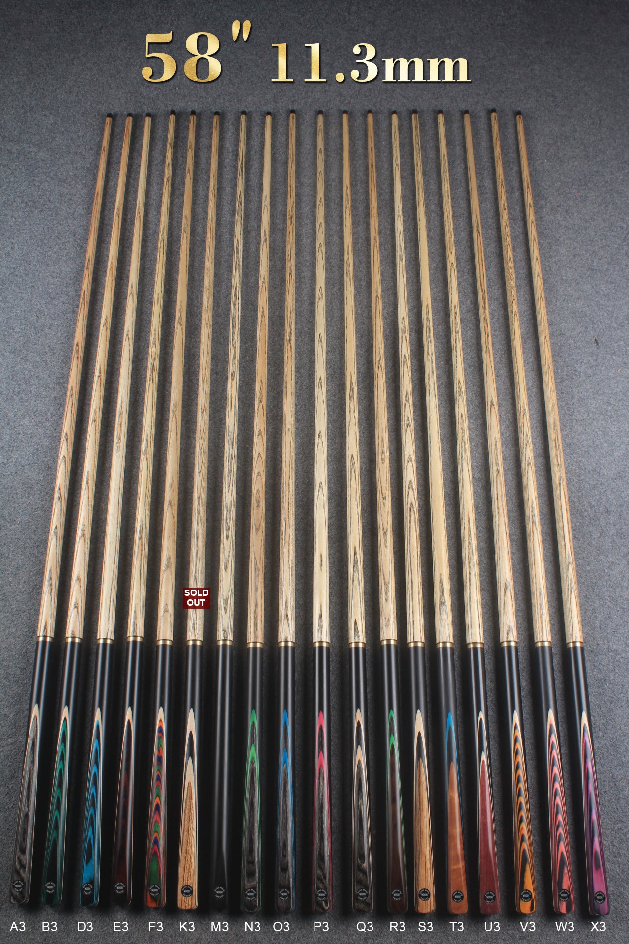3/4 ASH 57''/58''  BREAK CUE  11 mm/ 11.3 mm/ 12 mm tip