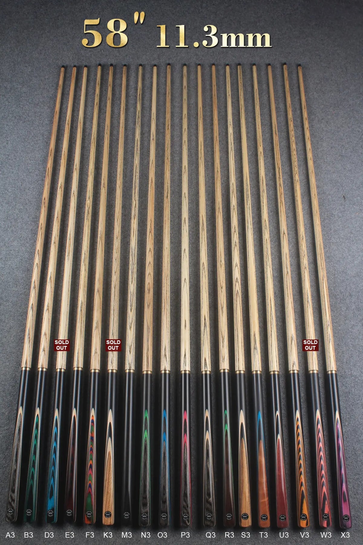 3/4 ASH 57''/58''  BREAK CUE  11 mm/ 11.3 mm/ 12 mm tip WOODS CUES