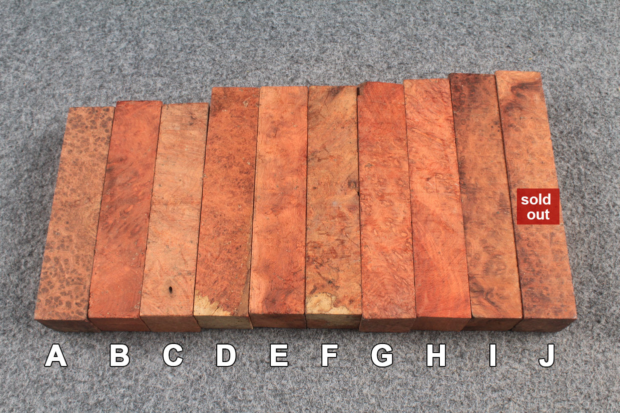 Amboyna Burl Square Blanks for Mini Butt Crafting - Raw & Custom Processed Options