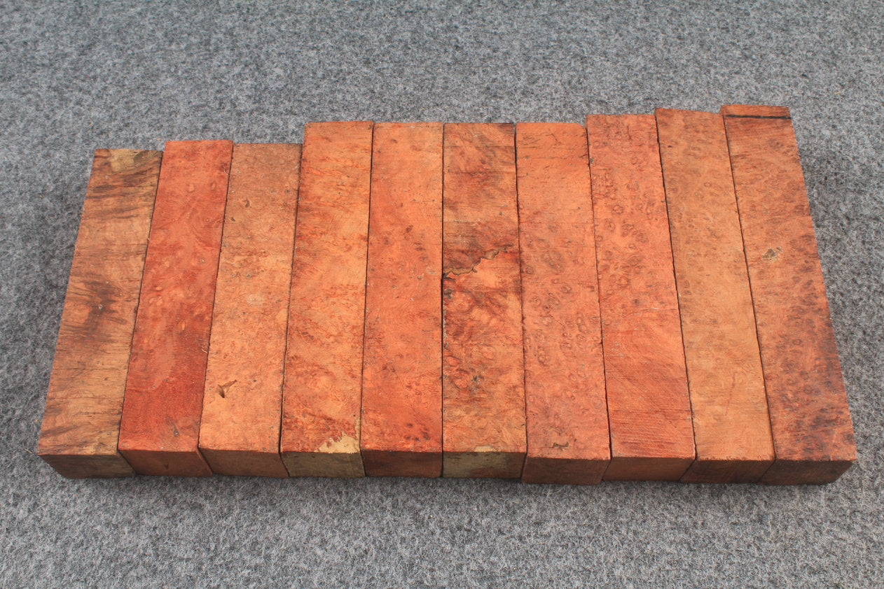 Amboyna Burl Square Blanks for Mini Butt Crafting - Raw & Custom Processed Options