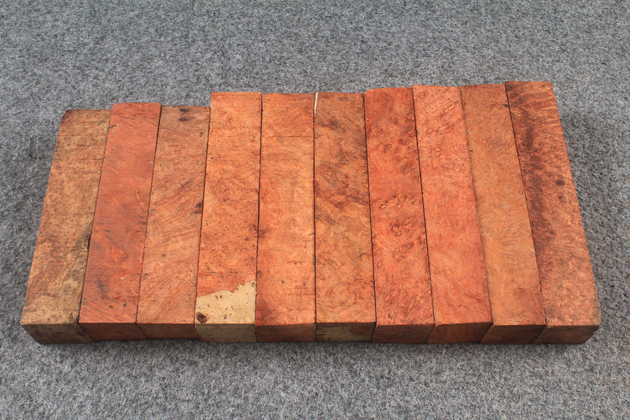 Amboyna Burl Square Blanks for Mini Butt Crafting - Raw & Custom Processed Options