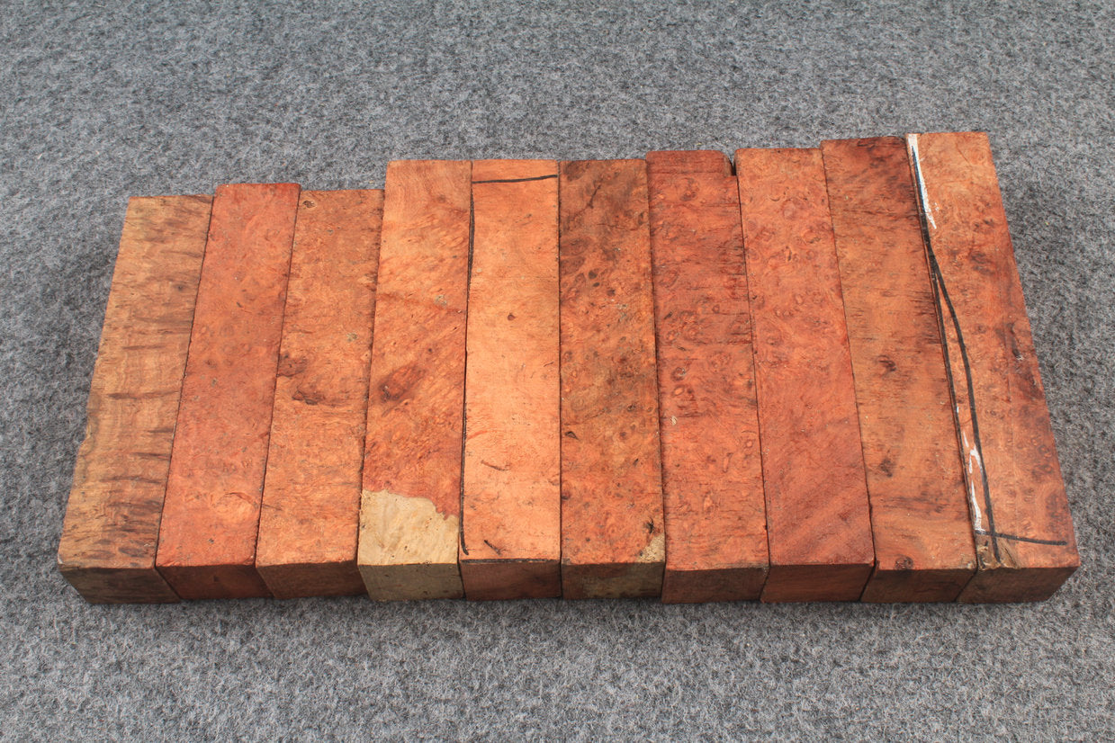 Amboyna Burl Square Blanks for Mini Butt Crafting - Raw & Custom Processed Options