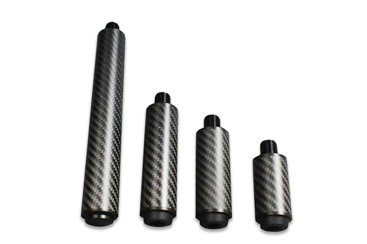 carbon fiber extension 2", 3”, 4", 8" extender fits on uni-loc cartridge system predator cues