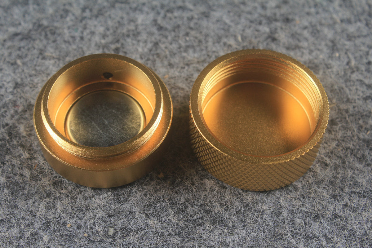 Gold aluminium magnetic chalk holder - side view
