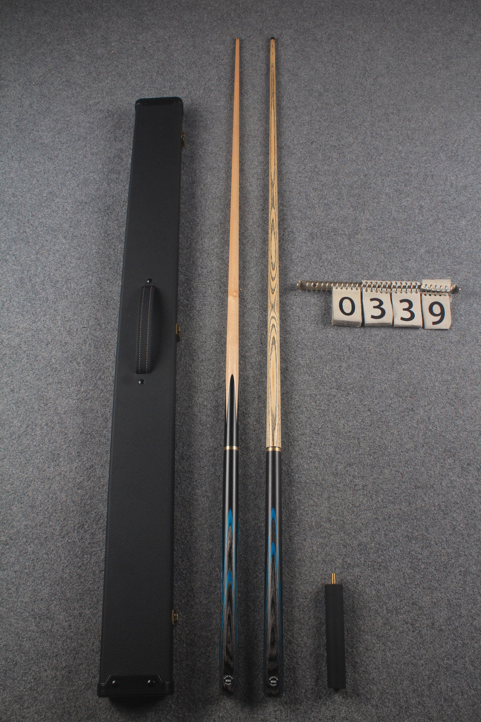 3/4 maple english pool cue + ASH break cue + case # 339