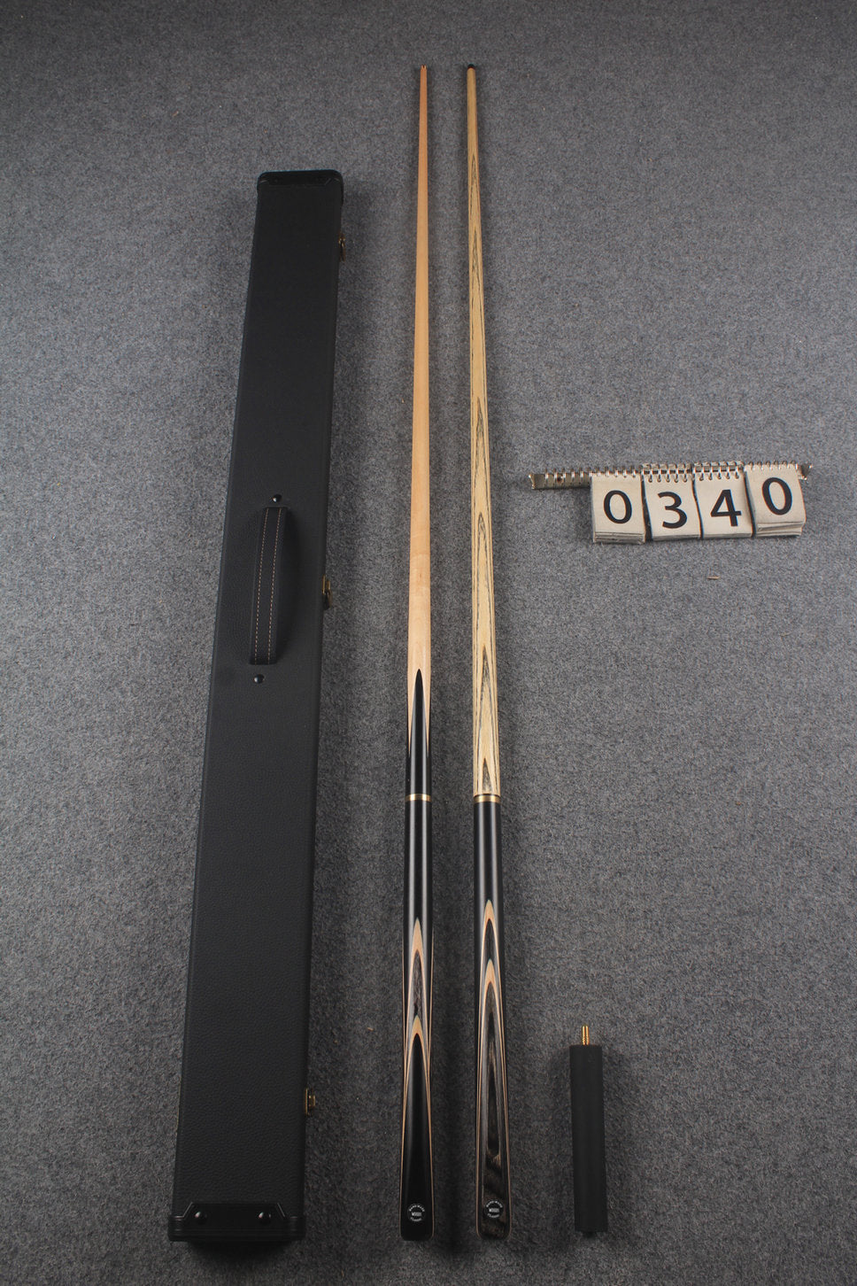 3/4 maple english pool cue + ASH break cue + case # 340