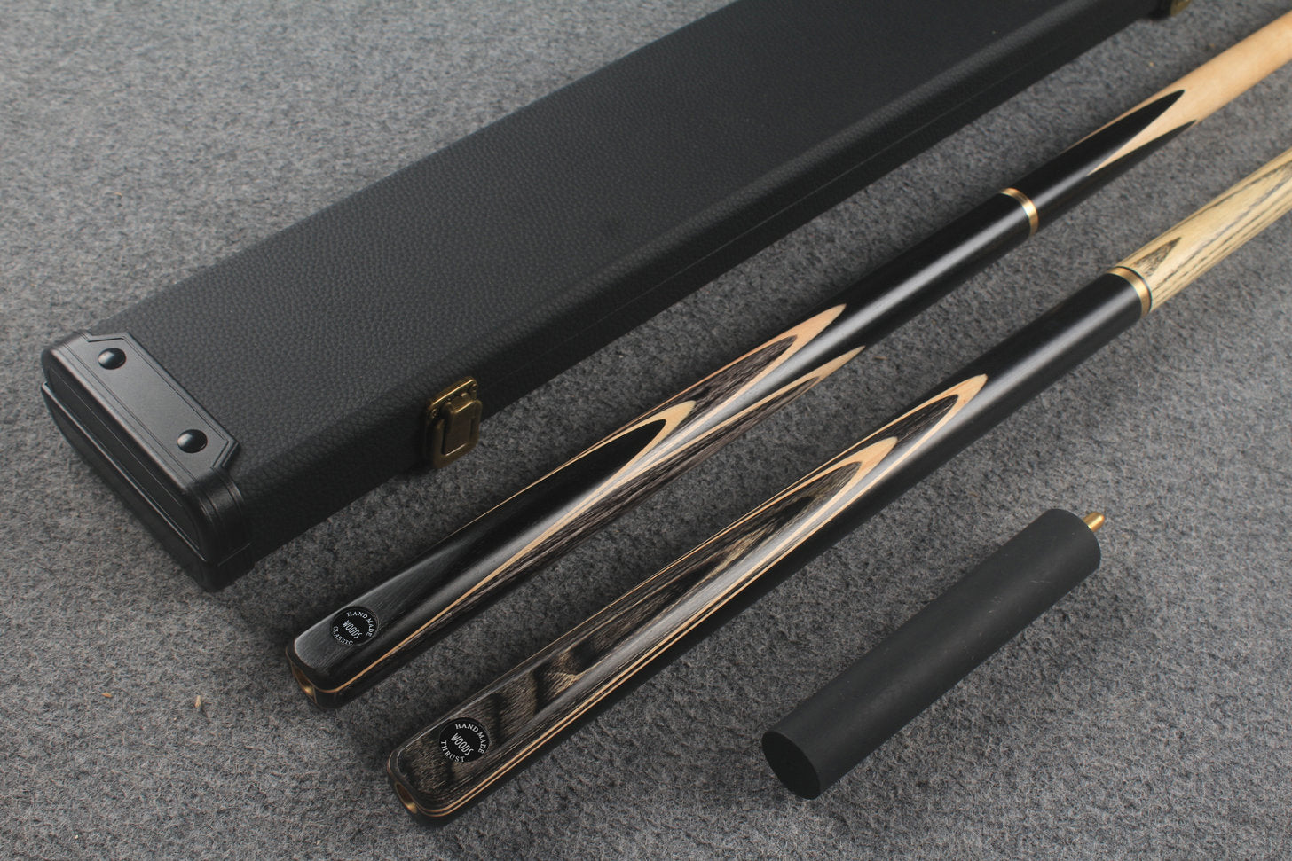 3/4 maple english pool cue + ASH break cue + case # 340